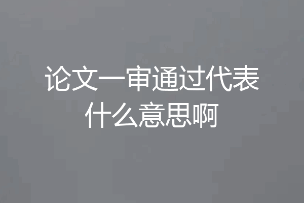 论文一审通过代表什么意思啊