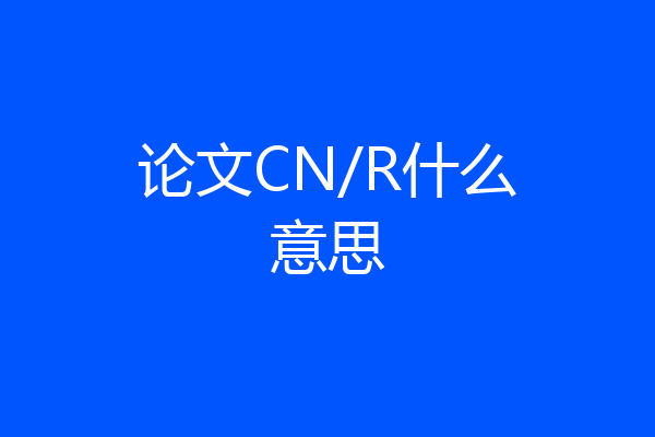 论文CN/R什么意思