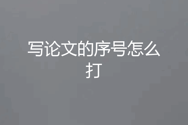 写论文的序号怎么打