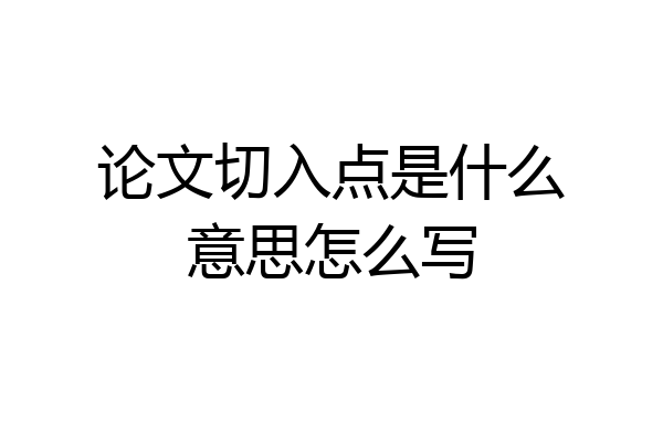 论文切入点是什么意思怎么写