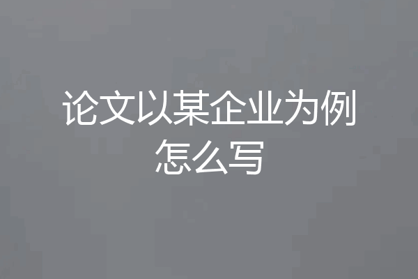 论文以某企业为例怎么写