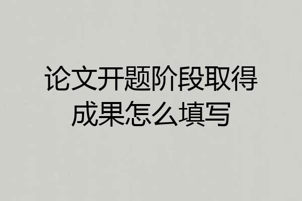 论文开题阶段取得成果怎么填写