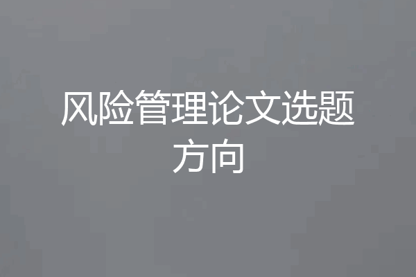 风险管理论文选题方向