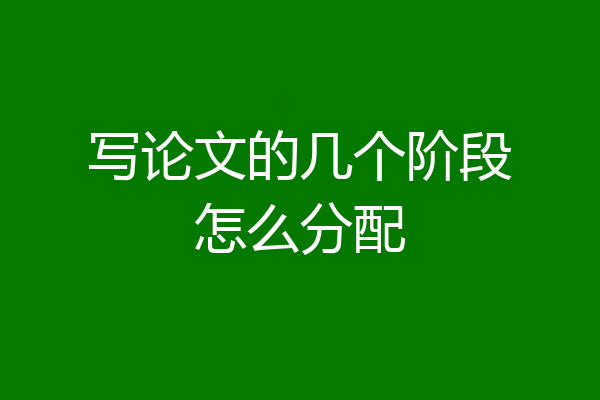 写论文的几个阶段怎么分配