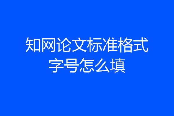 知网论文标准格式字号怎么填