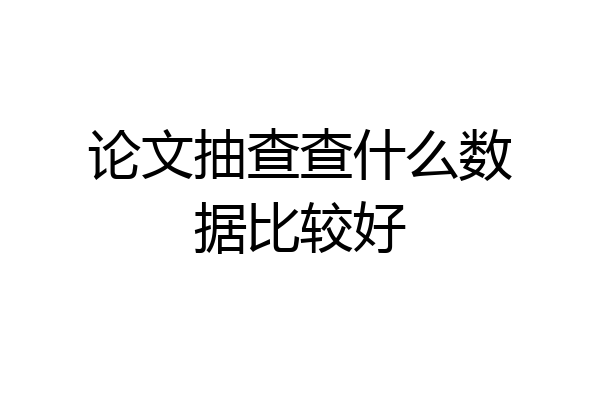 论文抽查查什么数据比较好