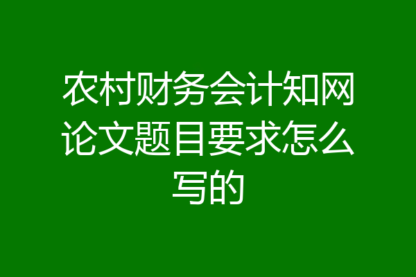 农村财务会计知网论文题目要求怎么写的