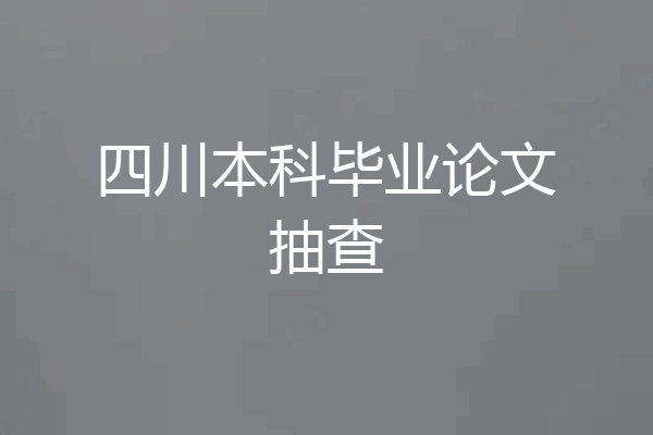四川本科毕业论文抽查