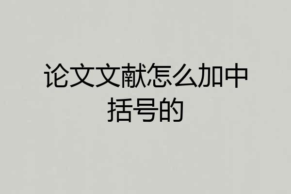 论文文献怎么加中括号的