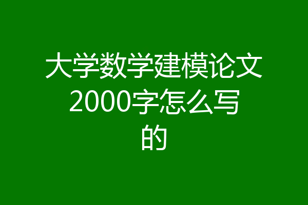 大学数学建模论文2000字怎么写的