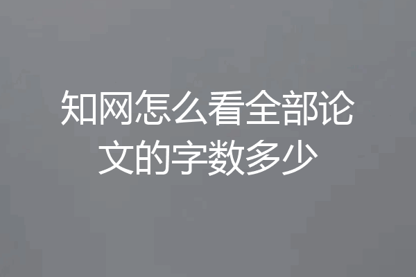 知网怎么看全部论文的字数多少