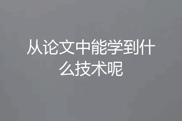 从论文中能学到什么技术呢