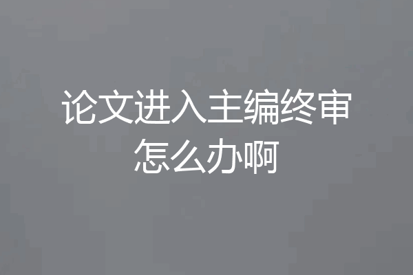 论文进入主编终审怎么办啊