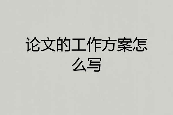 论文的工作方案怎么写