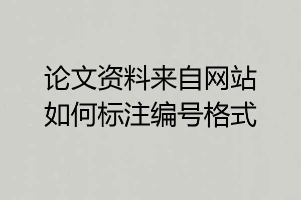 论文资料来自网站如何标注编号格式