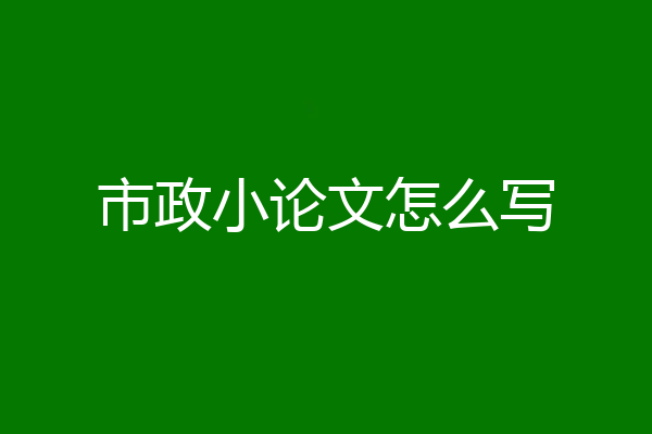 市政小论文怎么写