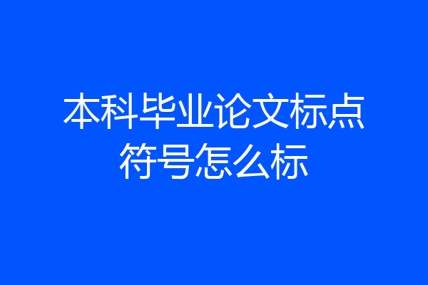 本科毕业论文标点符号怎么标
