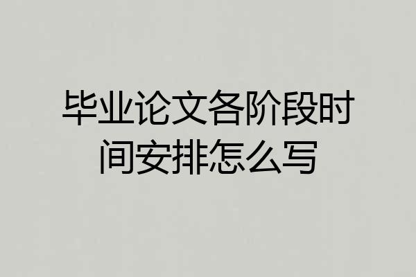 毕业论文各阶段时间安排怎么写
