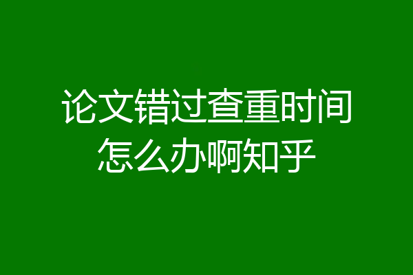 论文错过查重时间怎么办啊知乎