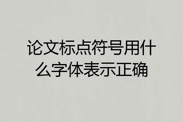 论文标点符号用什么字体表示正确