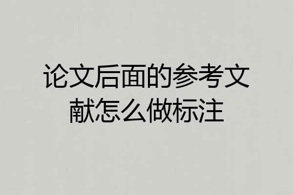 论文后面的参考文献怎么做标注
