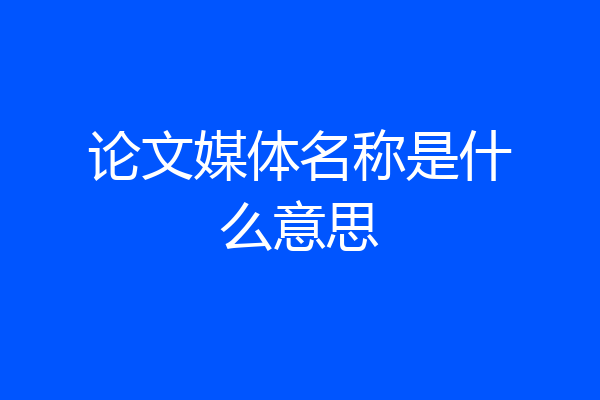 论文媒体名称是什么意思