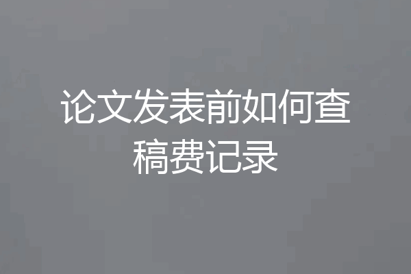 论文发表前如何查稿费记录