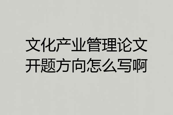 文化产业管理论文开题方向怎么写啊