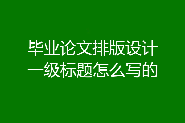 毕业论文排版设计一级标题怎么写的