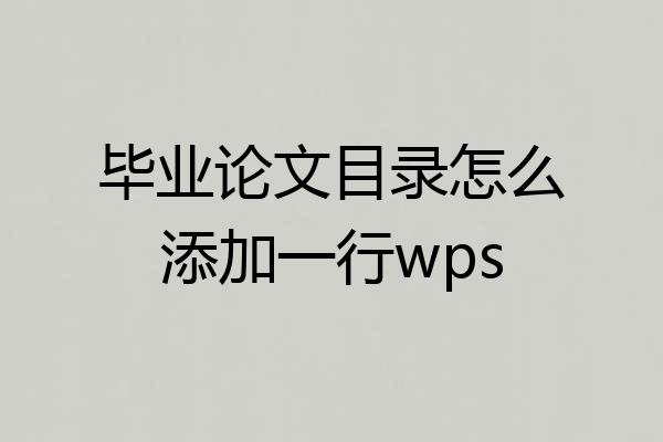 毕业论文目录怎么添加一行wps