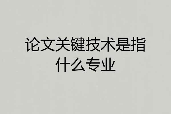 论文关键技术是指什么专业