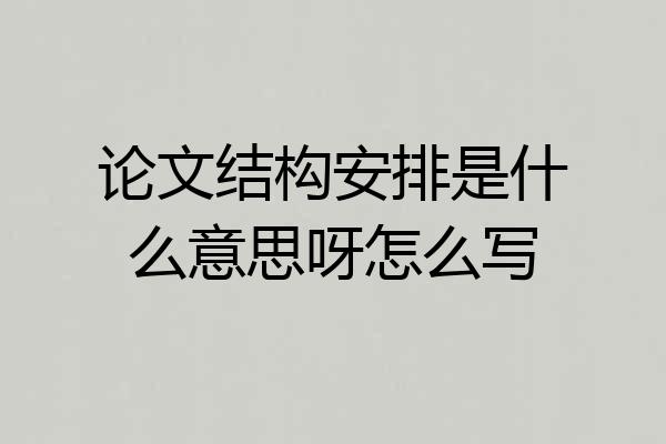论文结构安排是什么意思呀怎么写