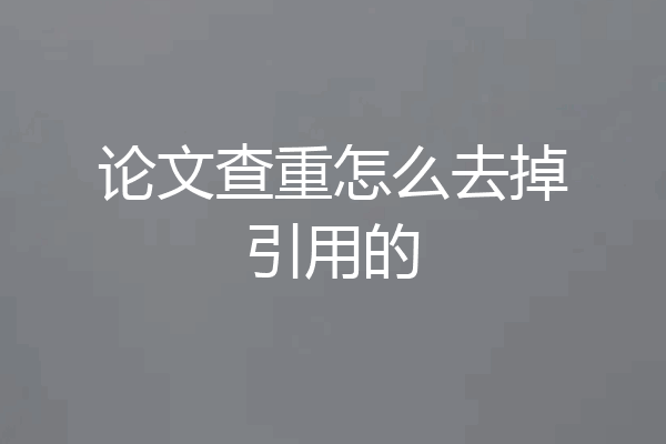 论文查重怎么去掉引用的