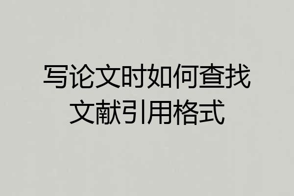 写论文时如何查找文献引用格式