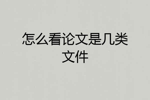 怎么看论文是几类文件