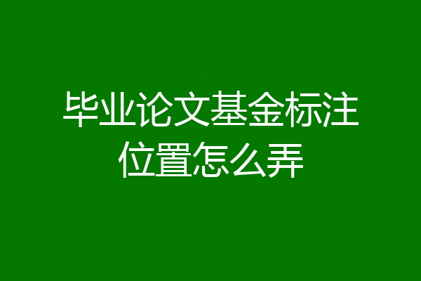 毕业论文基金标注位置怎么弄