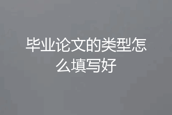 毕业论文的类型怎么填写好