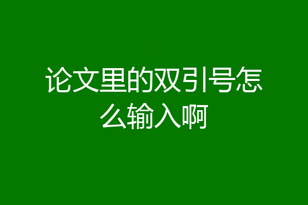 论文里的双引号怎么输入啊