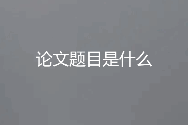 论文题目是什么