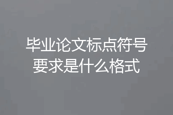 毕业论文标点符号要求是什么格式