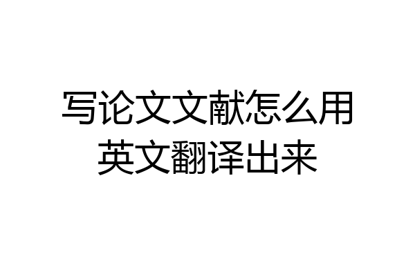 写论文文献怎么用英文翻译出来