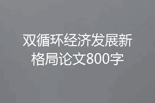 双循环经济发展新格局论文800字