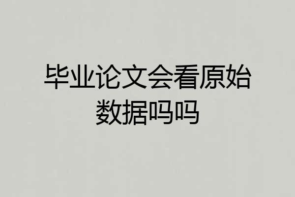 毕业论文会看原始数据吗吗