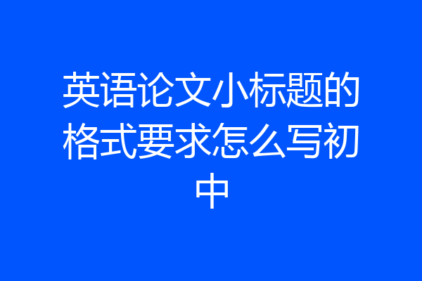 英语论文小标题的格式要求怎么写初中