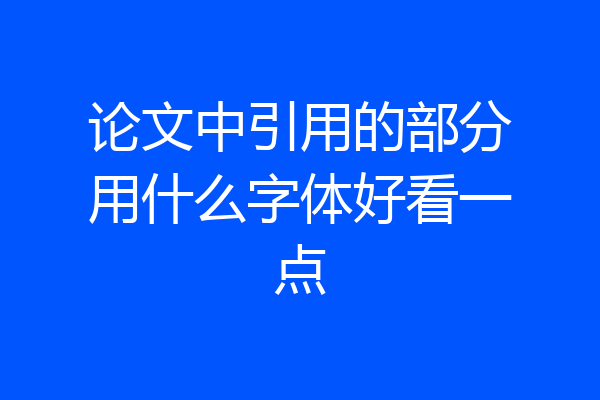 论文中引用的部分用什么字体好看一点
