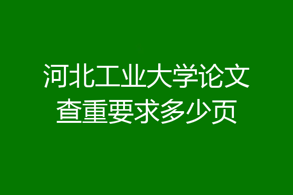 河北工业大学论文查重要求多少页