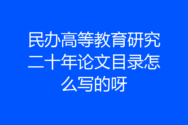民办高等教育研究二十年论文目录怎么写的呀