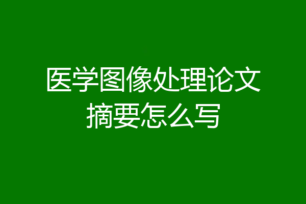 医学图像处理论文摘要怎么写