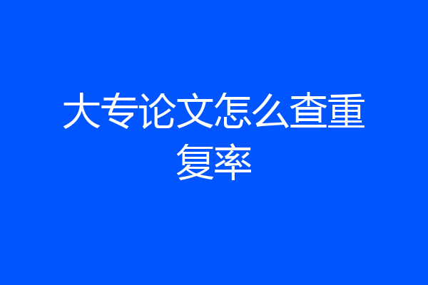 大专论文怎么查重复率