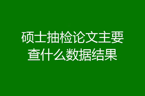 硕士抽检论文主要查什么数据结果